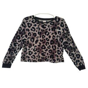 Justice Girls Long Sleeve Leopard Print Polyester Fleece Pajamas (Size L, 12/14)